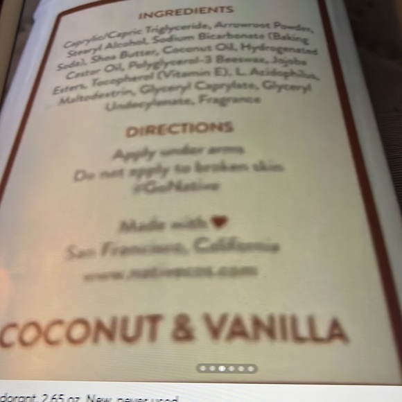 Native brand deodorant, 2.65 oz., (1)New never used - Picture 3 of 6